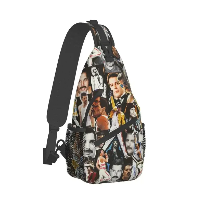 Custom Freddie Mercury Collage Sling Bags for Men Fashion Shoulder Chest Crossbody Backpack Traveling Daypack