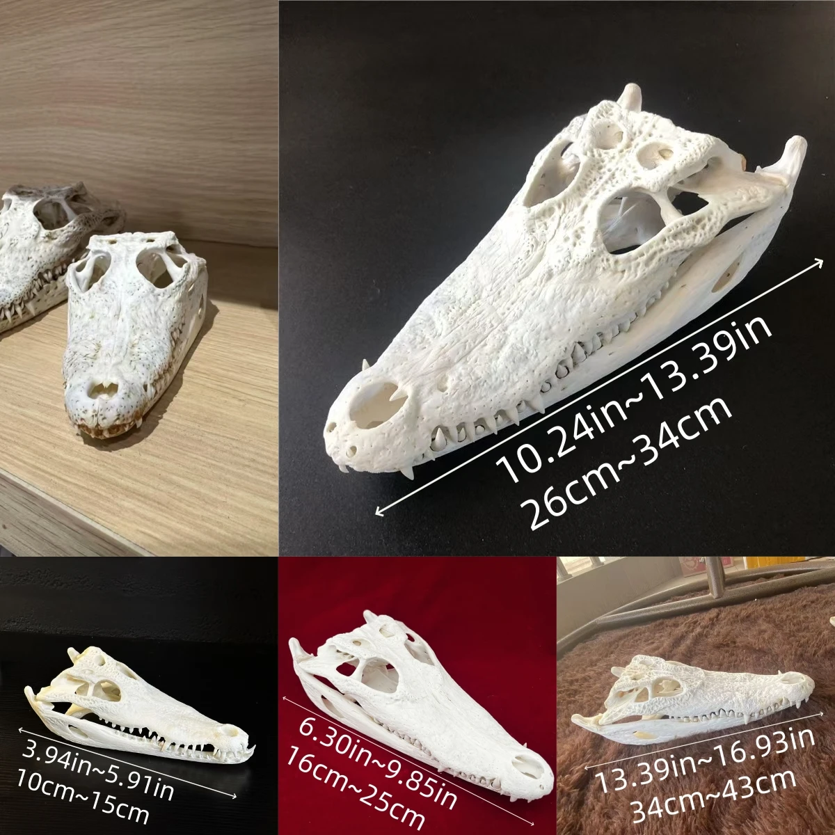 2128 Handmade Resin Crocodile Bone Shape Craft Model Ornament Retro Dark Style Home Desktop Art Decoration Collectible Reptile
