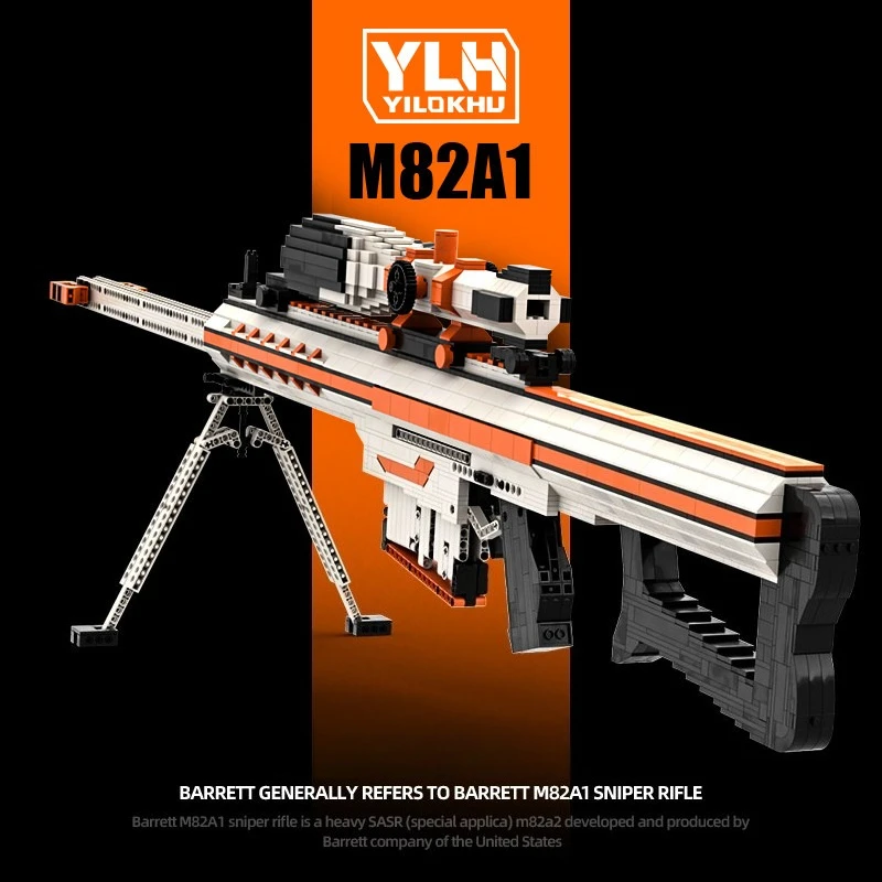 2500PCS Technical Barrett M82A1 Sniper Rifle Building Blocks Model Mechanical Assemble Bricks Gun Shooting Toy Gift For Adult