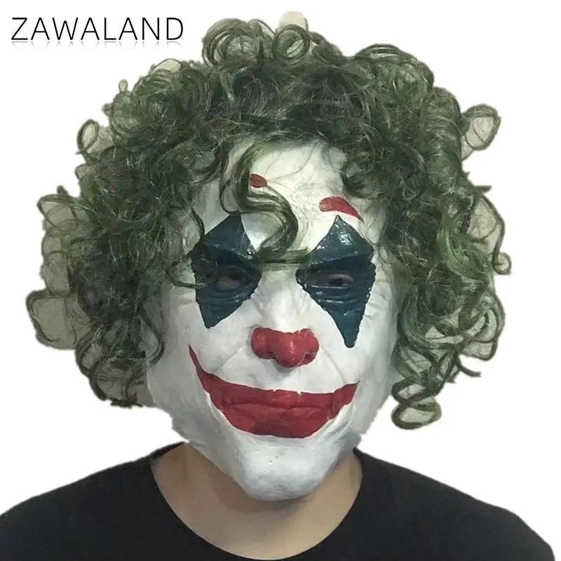 Zawaland Halloween Curly Clown Masks for Adult Movie Character Cosplay Prop Party Costume Accessories Scary Latex Headgear