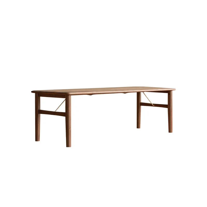HYS Nordic simple living room large long desk workbench solid wood desk board household black walnut dining table furniture
