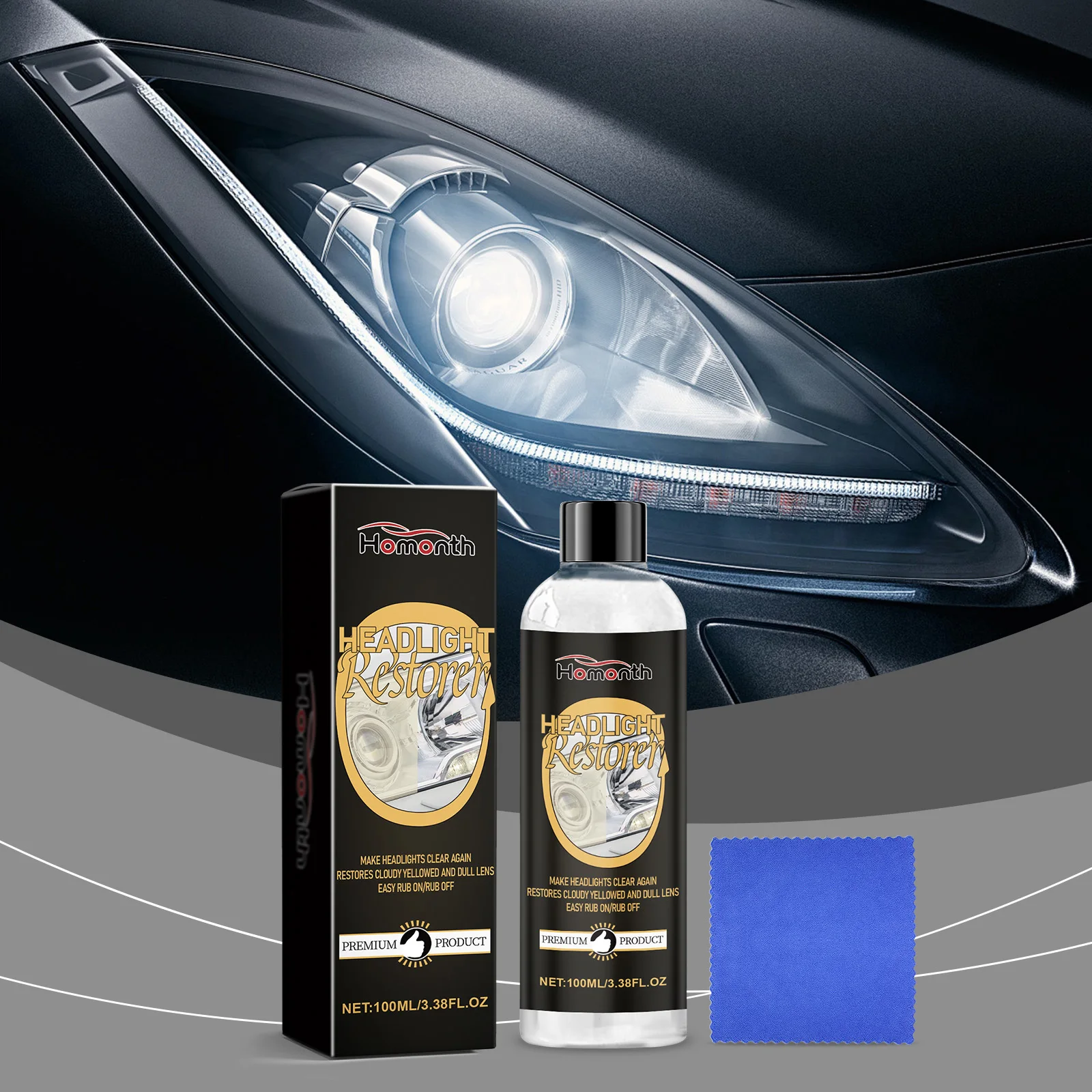 Auto Headlight Restoration & Polishing Kit Refurbishment Coating Maintenance Brightening Lamp Care Kit