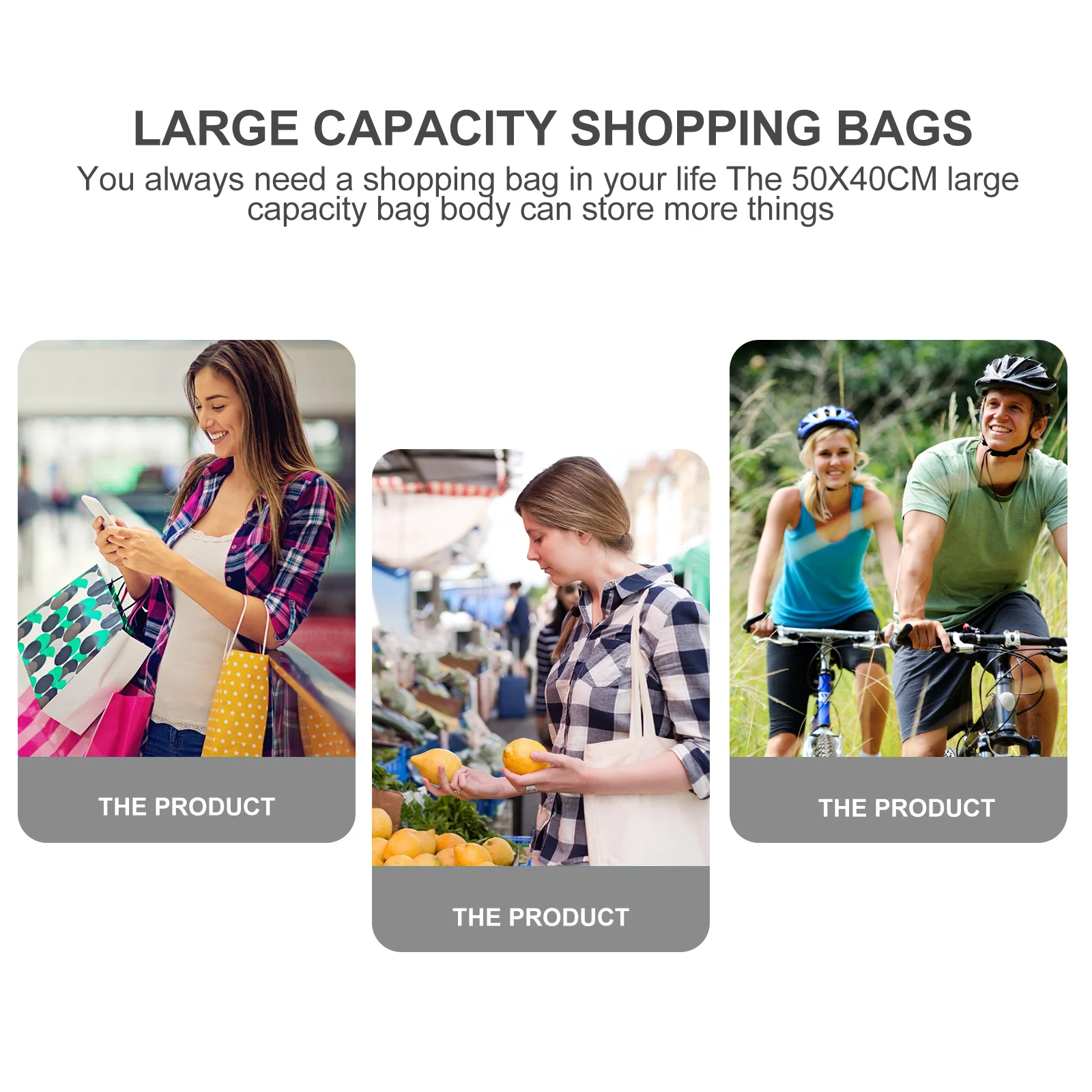 

2Pcs Oxford Cloth Shopping Bags Foldable Large Capacity Tote Pouches Portable Handbags for Shopping Work Outdoor