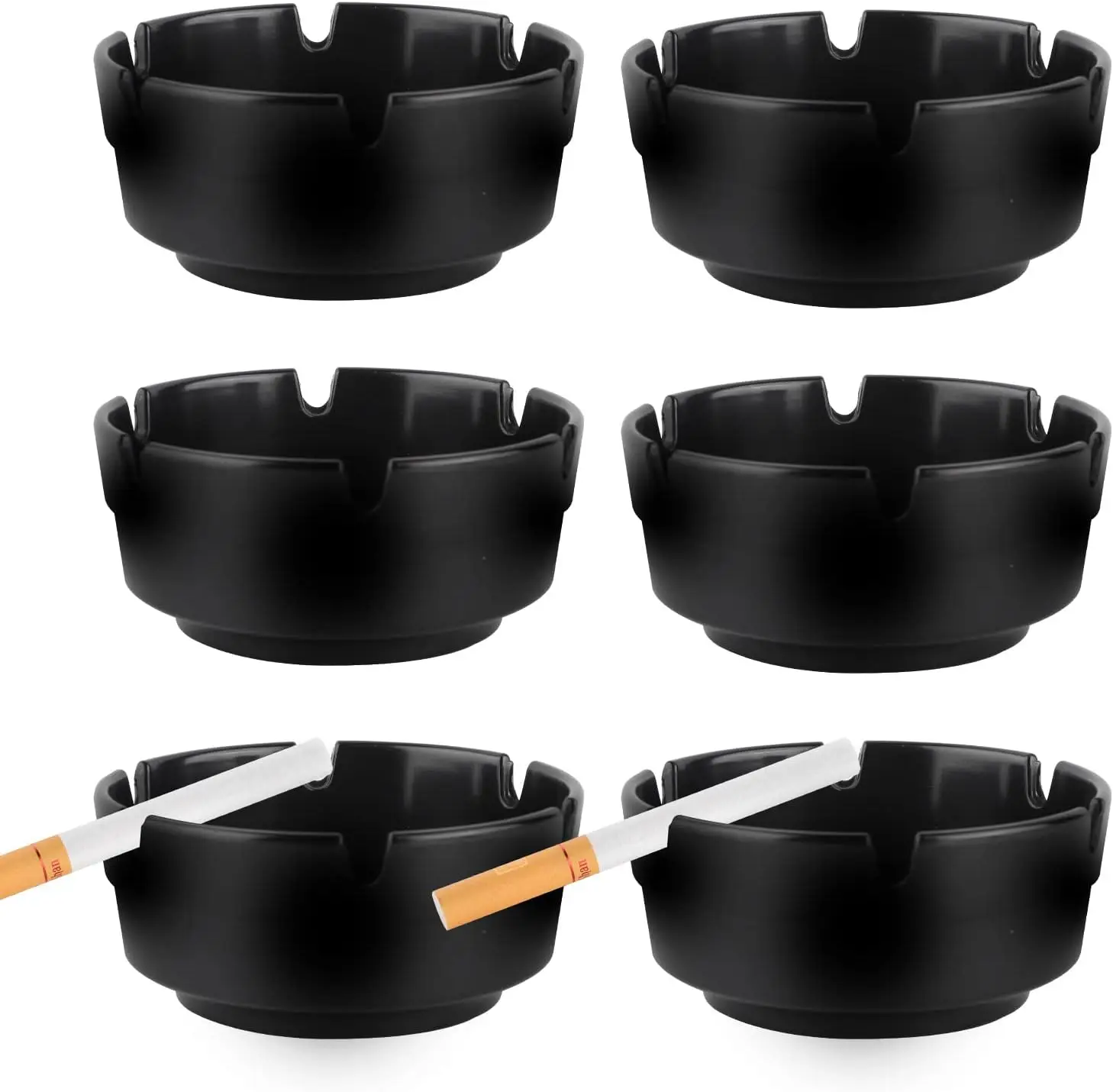 

6-Piece Black Ashtray Set – Sleek Cigarette Ashtrays for Indoor & Outdoor Use, Ideal for Home, Restaurant, Hotel & Office