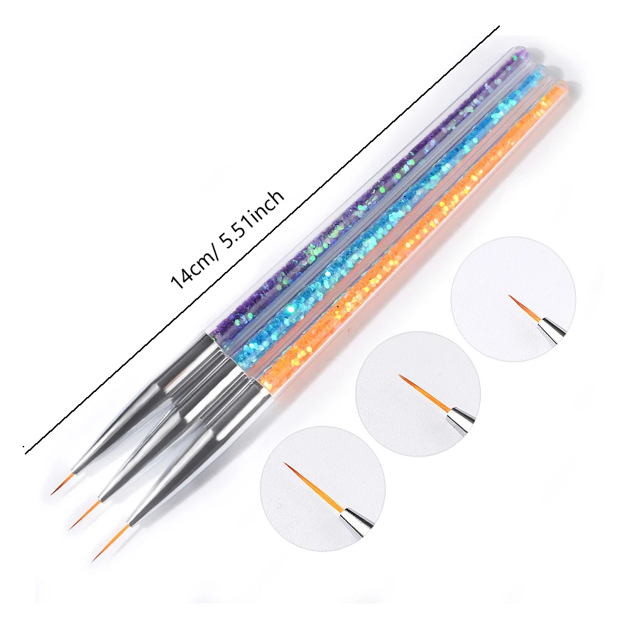 Marmor-Design Nagelkunst-Pinselset 3/5/6/7-teilig Pailletten-Liner-Pen zum Zeichnen, Malen, Streifenmachen, Blumen-DIY Maniküre Nagelspitzen-Kit – Detail 6