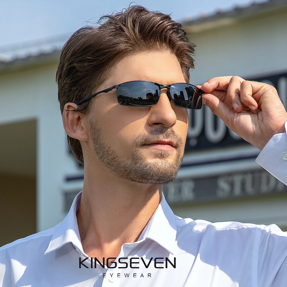 KINGSEVE Alloy Men Women UV400 Sunglasses Rectangular Cycling Fashion Glasses Outdoor Sports Polarized Eyewear Thin Frame