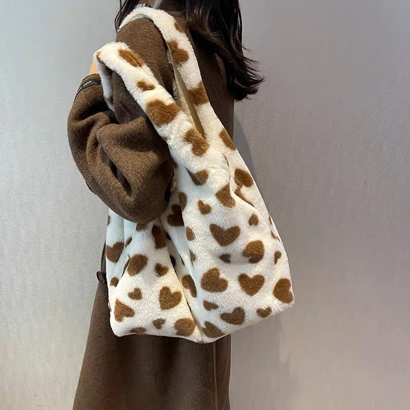 

Женские сумки на ремне, осенние и зимние сумки, женская новая плюшевая сумка большой вместимости, сумка Love Tote Bag