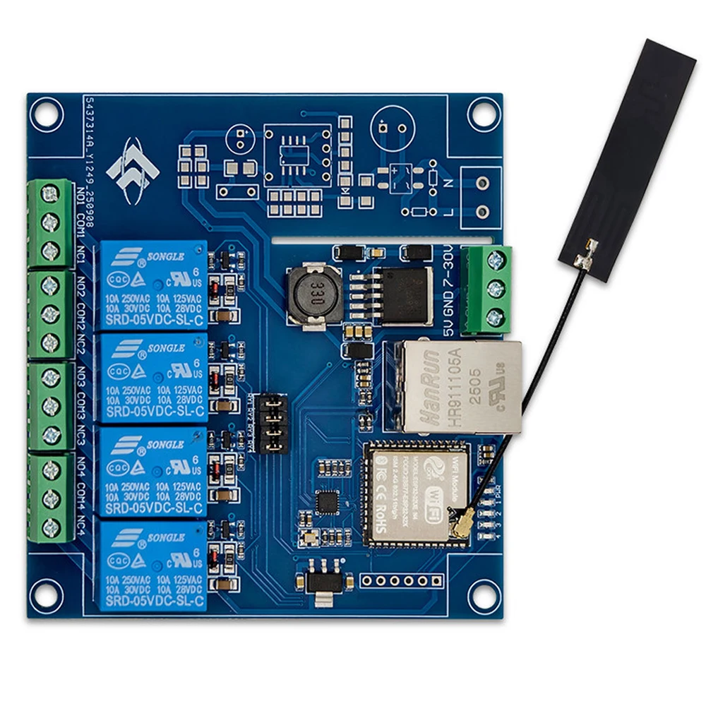 ESP32 Modbus TCP 4-Channel Relay Module Development Board DC5V/7-24V Power Equipped With 100Mbps Wired Network Port