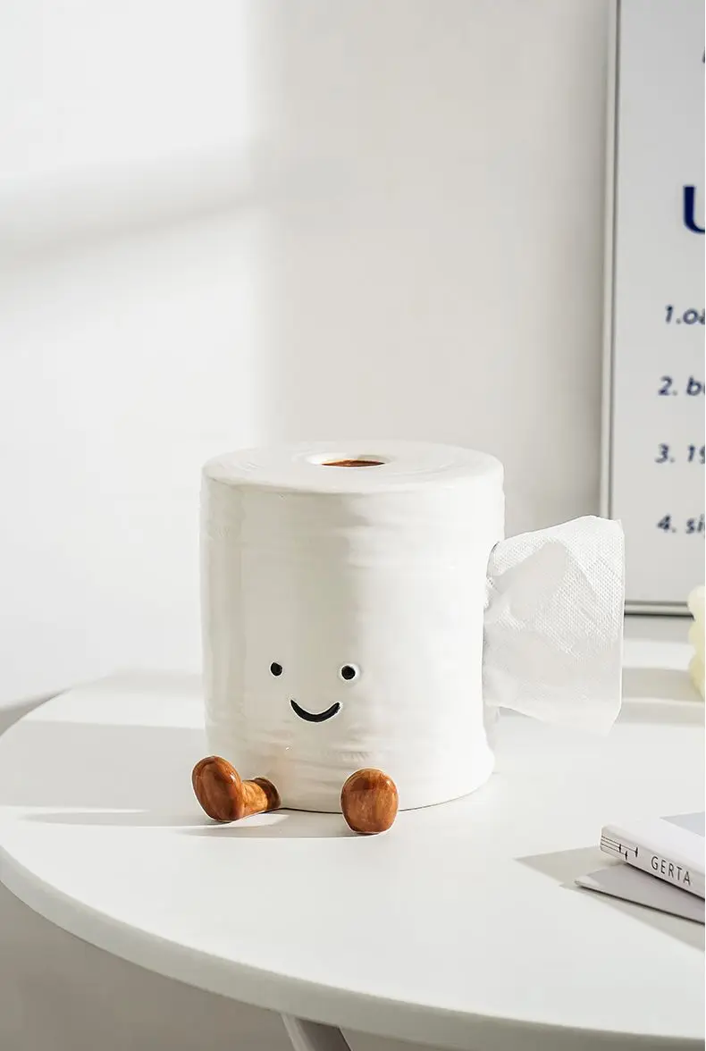 

Cute and Fun Cartoon Toilet Paper, Tissue Box, Ceramic High-value Bathroom and Living Room Decoration Storage