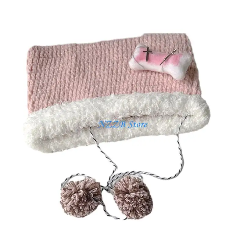 

T21F Lovely Ear Hat for Girls Hats Gift for Friend Soft Crochet Knitted Hat