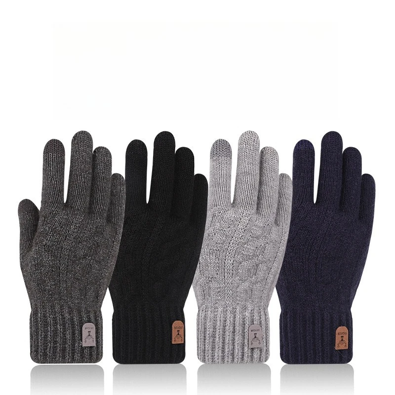 1 piece of autumn and winter gloves, cycling fleece thickened touch screen, windproof and warm for men and women, solid color