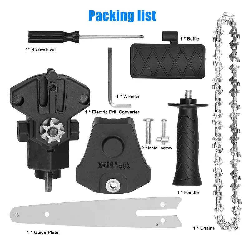 4/6 Inch Electric Drill Modified To Electric Chainsaw Adapter Tool Portable Conversion Head Kits Woodworking Pruning