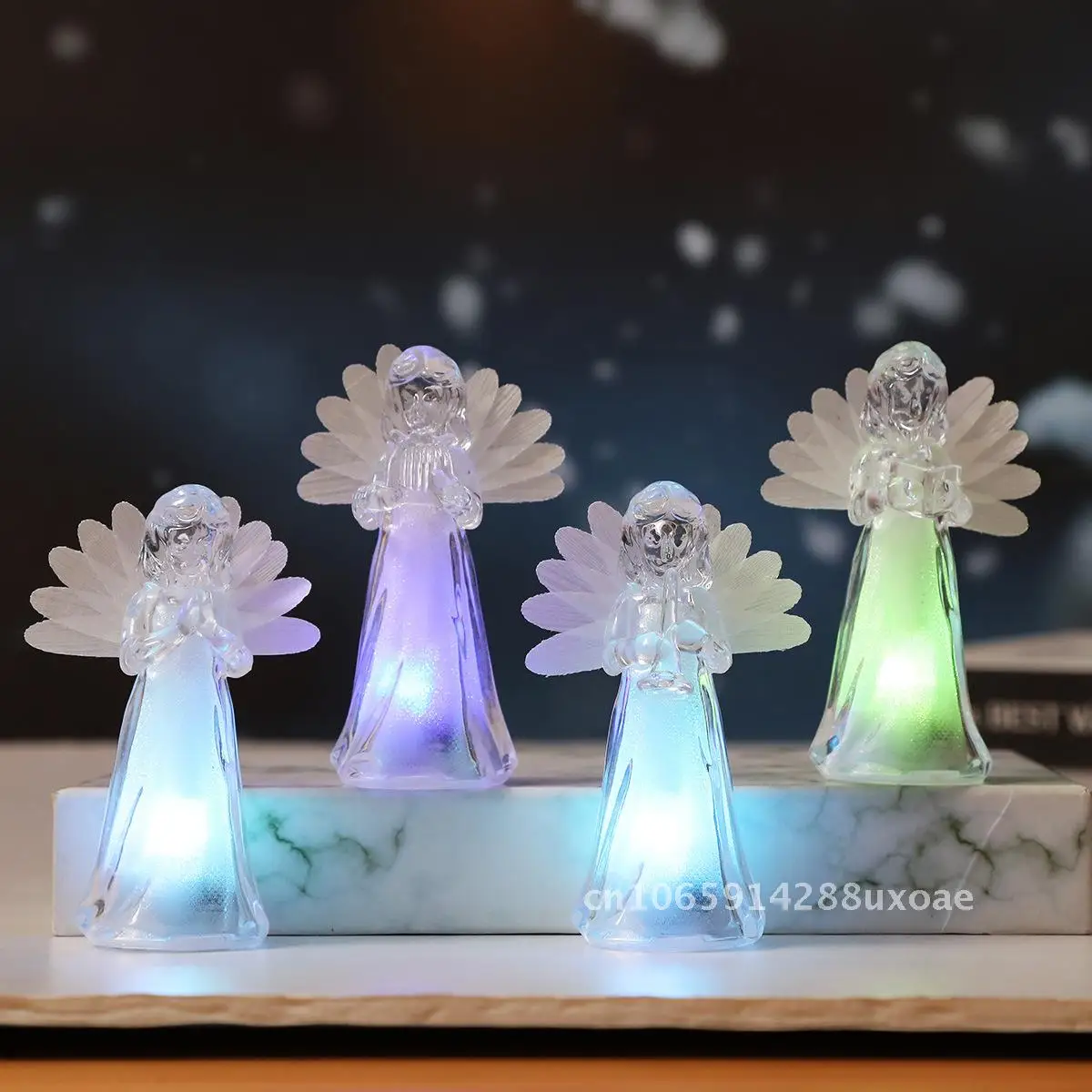 

New LED Luminous Angel Desktop Ornaments Imitation Crystal Night Light Christmas Decoration Angel Small Wind Light