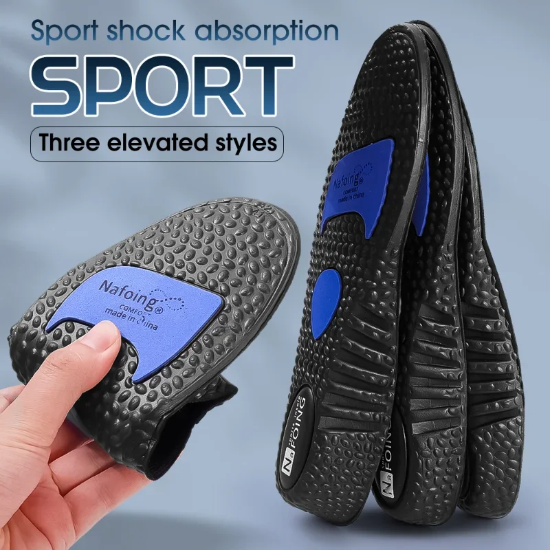 Black Sports Air Cushion for Shock Absorption Height Increased Insoles Feet Memory Foam Shoes Pad Breathable Heel Lift Insoles