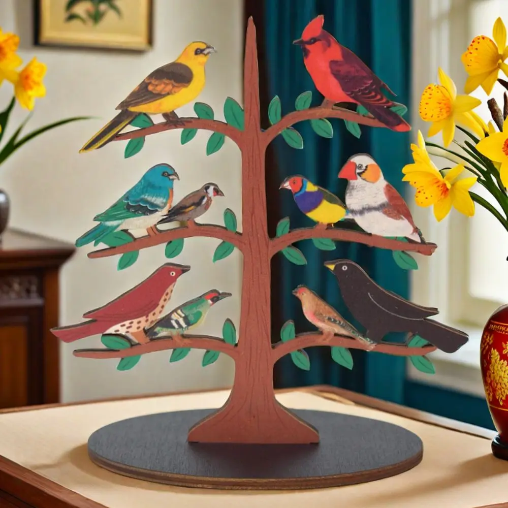 Wooden Birds Desktop Ornaments New Unique design Branch Creative Home Decor Multicolor Festive Decorations