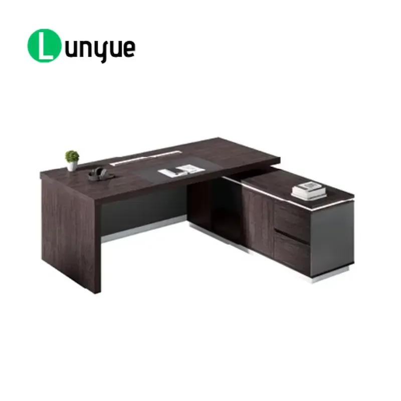 Modern Executive Convertible Desk with Locker Stylish Design Boss Furniture for Home Office Work Space Saving Storage