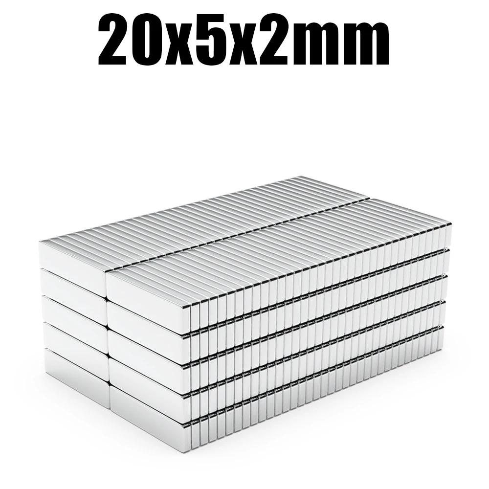 20x5x2 Super Strong N35 NdFeB Square Magnets, Permanent Neodymium Block Magnets for Refrigerator, Handmade Projects & Home Use