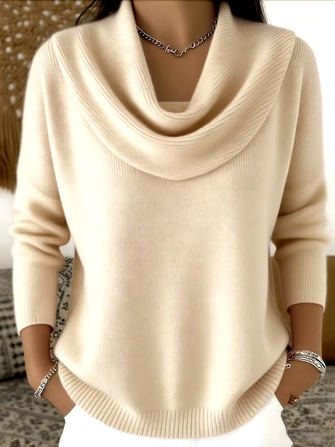 Women's 2026 Autumn/Winter Solid Color Long Sleeve Sweater Tops Fashionable And Stylish Knitwear for Ladies 9 S5735f4dc91aa47aea002f56cc514d425f