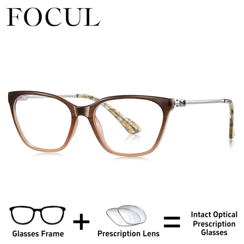 

FOCUL Cat Eye Stylish Appearance Photochromic Myopia Eyeglasses Anti Blue Ray Glasses Customization Prescription Optical Eyewear