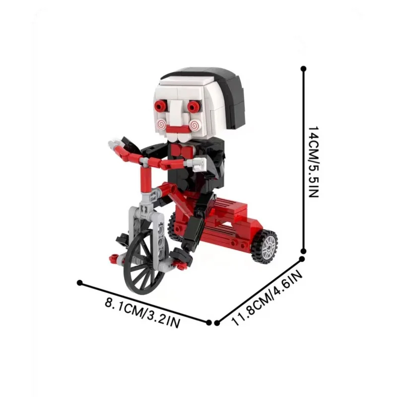 Tronçonneuse de film d'horreur classique, marionnette effrayante, blocs de construction de poupée Billy, meurtre avec vélo, figurine d'action, jouet Puzzle, cadeau