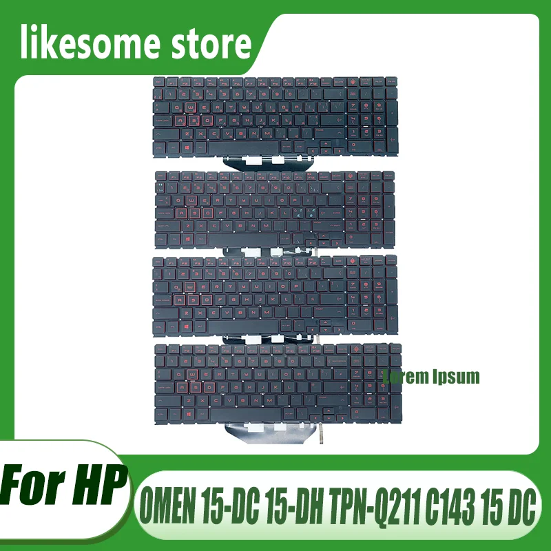 RU/LA/UK New Laptop Keyboard With Red Backlit For HP OMEN 15-DC 15-DH TPN-Q211 C143 15 DC DC0003la DC005TX DC0004TX