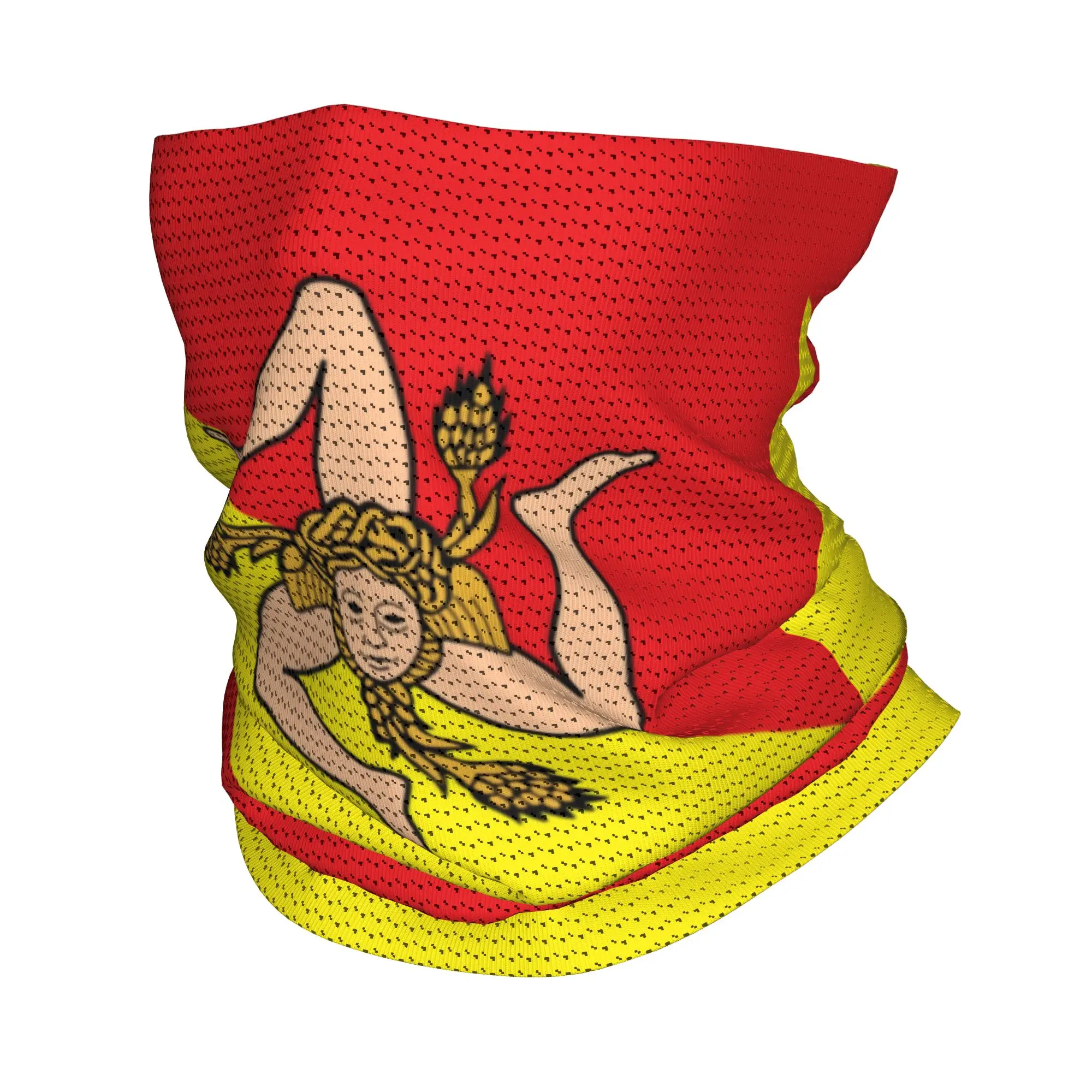 Custom Italian Island Sicily Flag Neck Gaiter Women Men Windproof Winter Sicilian Bandiera Bandana Scarf for Ski