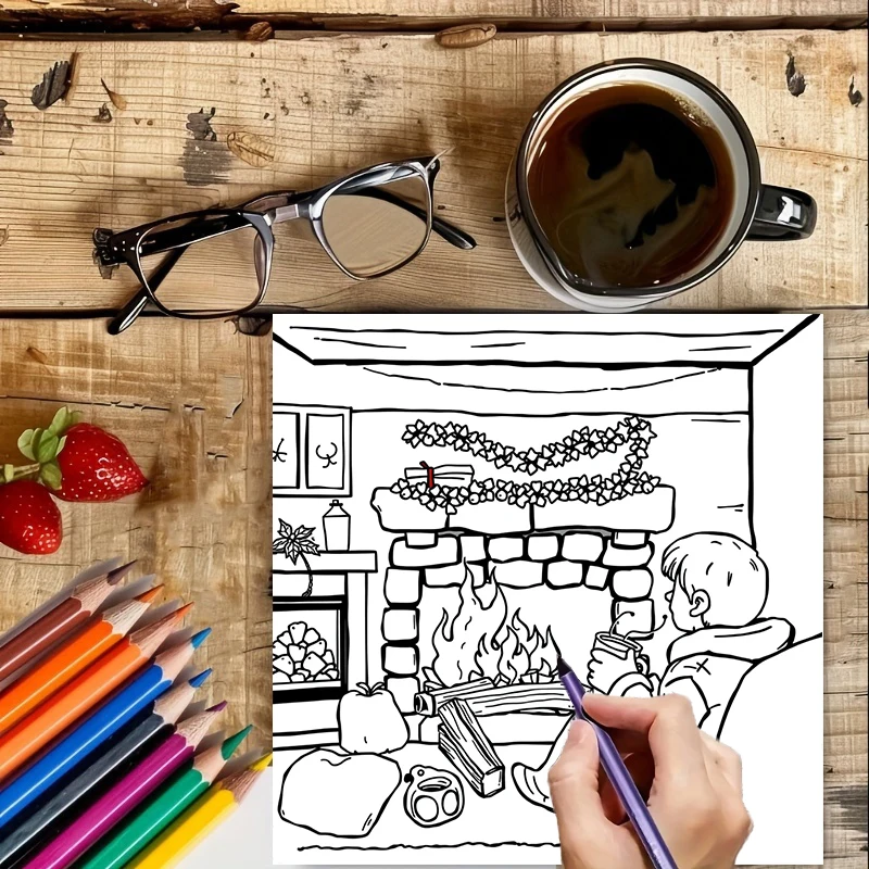 28 stron oryginalnej kolorowanki świątecznej dla dorosłych z motywami świątecznymi |   Książeczki do kolorowania, artykuły do rysowania na Boże Narodzenie, Święto Dziękczynienia