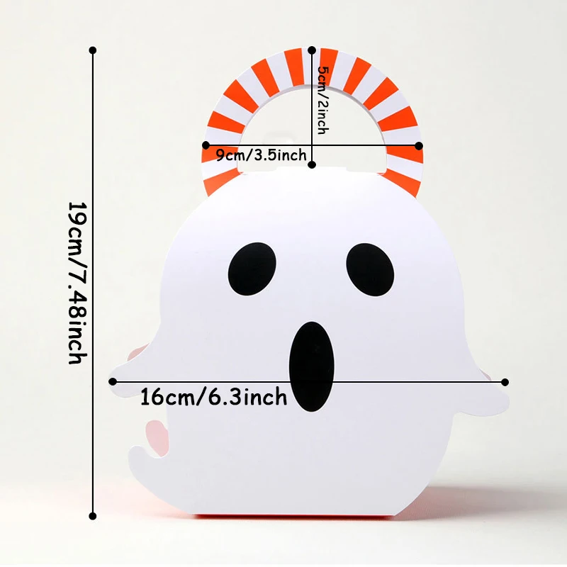 2pcs Halloween Candy Bags Pumpkin Ghost Pattern Paper Portable Gift Boxes Trick Or Treat Halloween Party Decorations Supplies