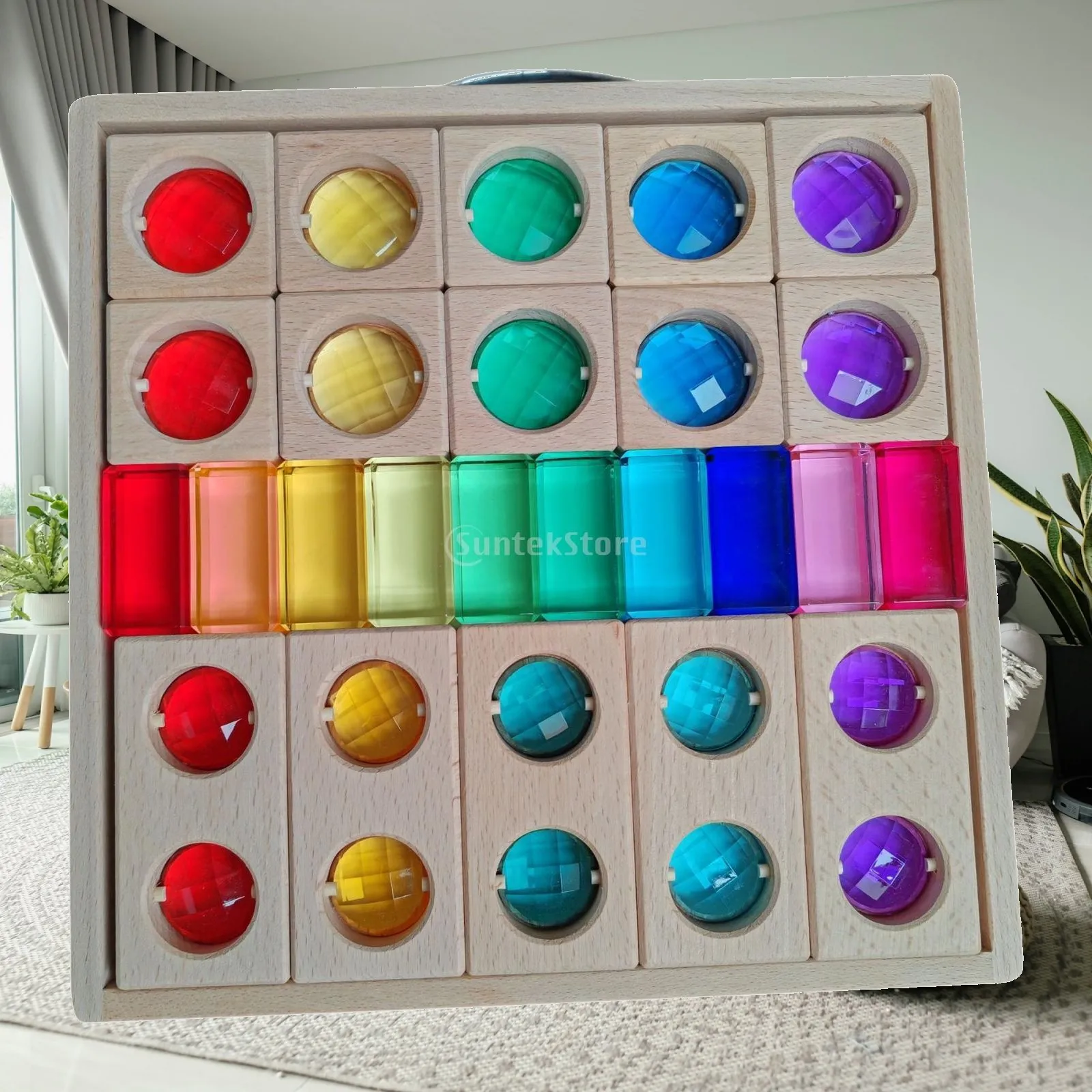 Acrylic Wooden Blocks Set Sparkling Stacking Toy for Boys Girls Kids Holiday