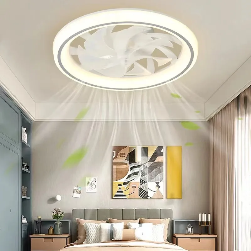 New Ceiling Fan Light Living Room Bedroom Modern and Simple Home Intelligent Remote Control Restaurant LED Fan Light