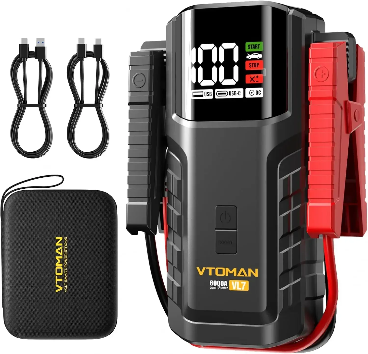 VL7 6000A Jump Starter Upgraded with LiFePO4 Battery,24000mAh Portable Car Battery Booster (All Gas/10L Diesel),12V Jump Box Pow