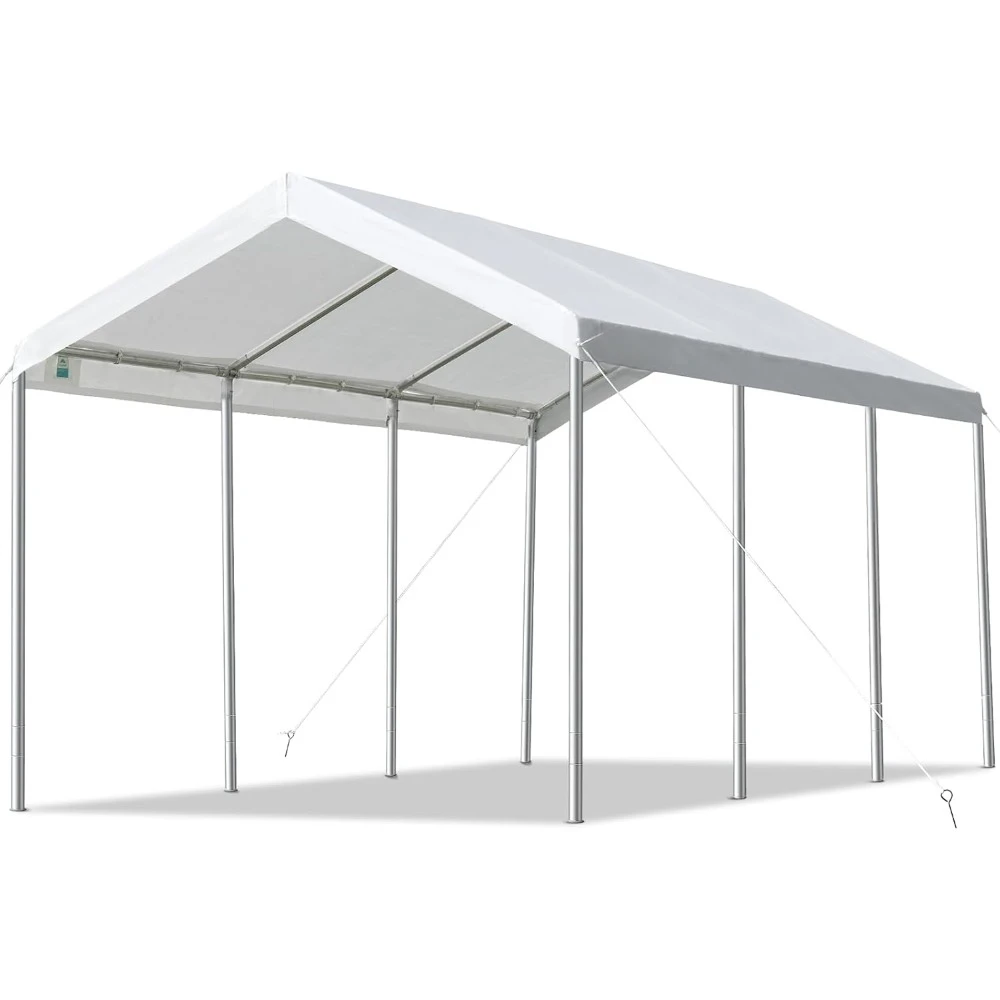 

10x20 ft Heavy Duty Carport Easy Set Up Car Canopy Garage Shelter Boat Wedding Tent,Adjustable Height from 9.5 to 11 ft, White