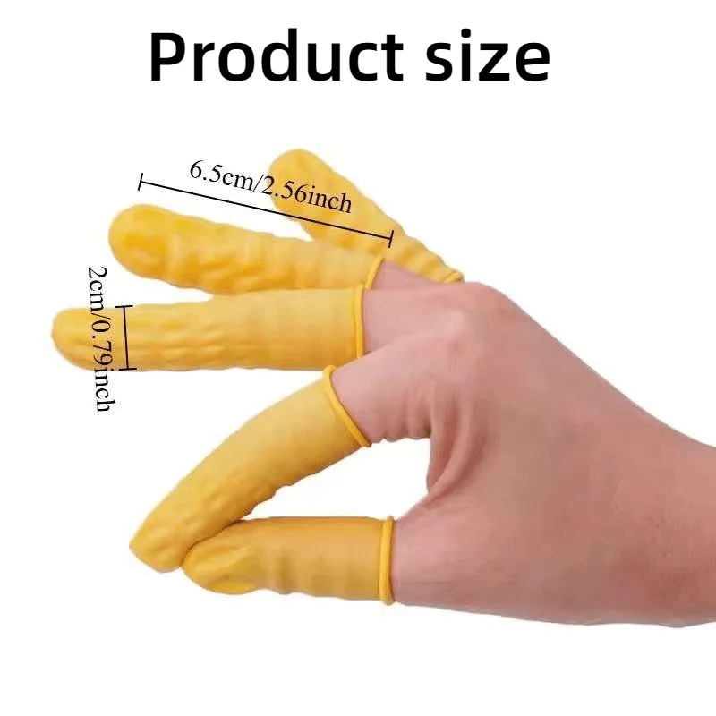 100PCS Disposable Yellow Finger Cots Dust-proof Anti Slip Multi-purpose Durable Finger Cots Fingertip Cleaning Tools