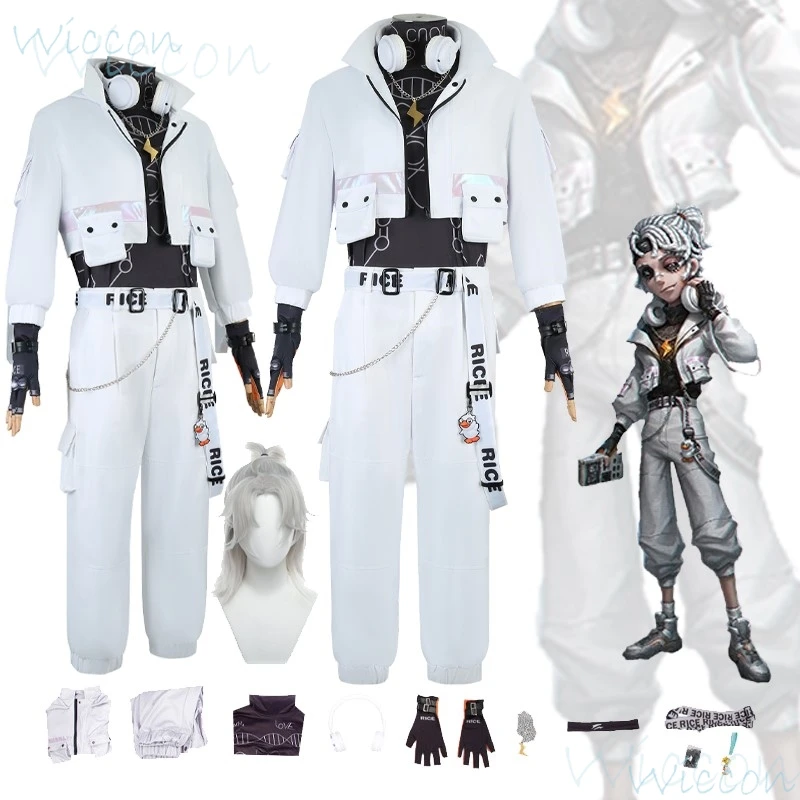 Rijst Cosplay Spel Identiteit V Gele Eend Parfumeur Cosplay Luca Balsa Kostuum Uniform Pruik Partij Anime Rol Outfit Voor Vrouw Man