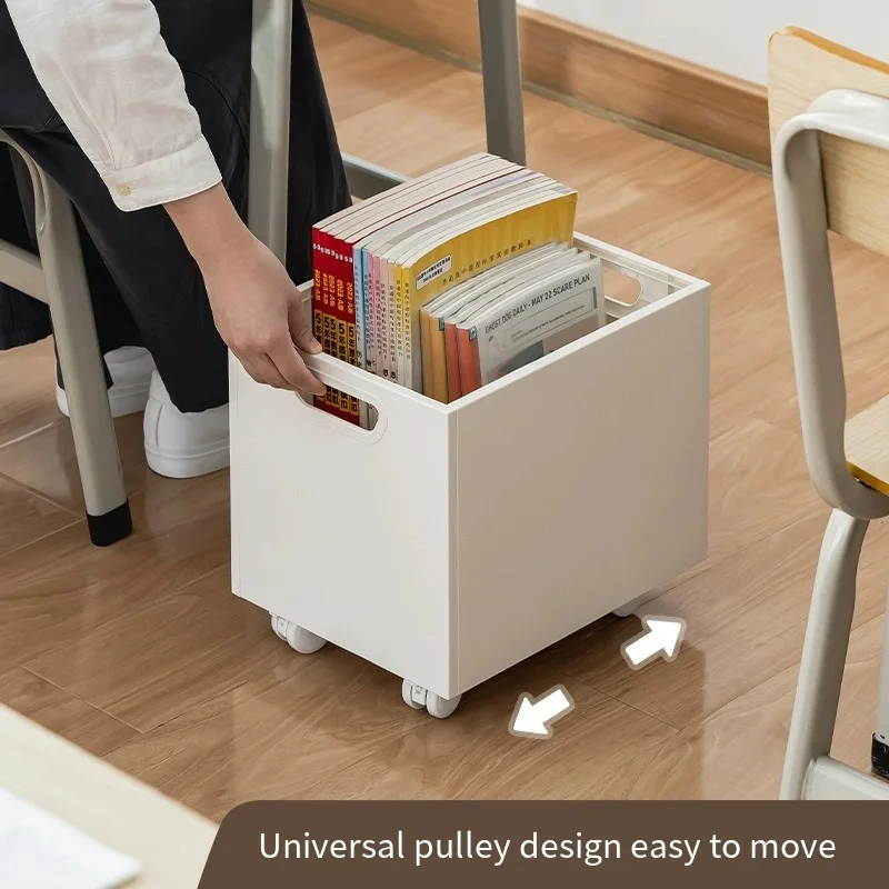 Floor Type Book Storage Box Removable Magazine Organizer with Wheel Bookstand Student Textbook Arrangement Can Be Stacked Book