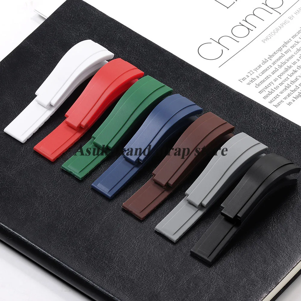 Pulseira de relógio de borracha tpu à prova d'água 20mm para rolex submariner para daytona gmt para água fantasma masculino feminino pulseira de relógio de silicone