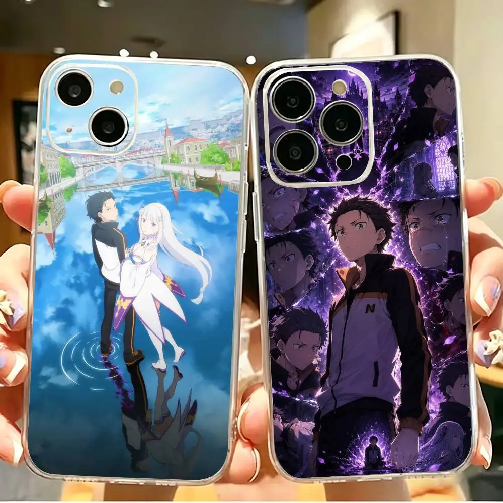 Funny Anime Re ZERO Transparent Shockproof Phone Case For iPhone 17,16,15,14,13,12,11 Plus,Pro Max