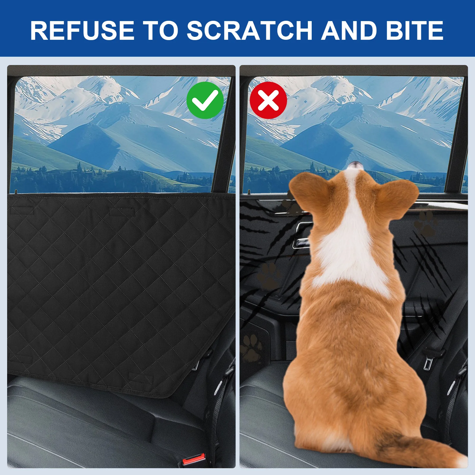 2Pcs Waterproof Car Door Protector Dog Pet Anti-Scratch Car Interior Cover Washable Car Door Protect Mats for Vehicle Door Guard
