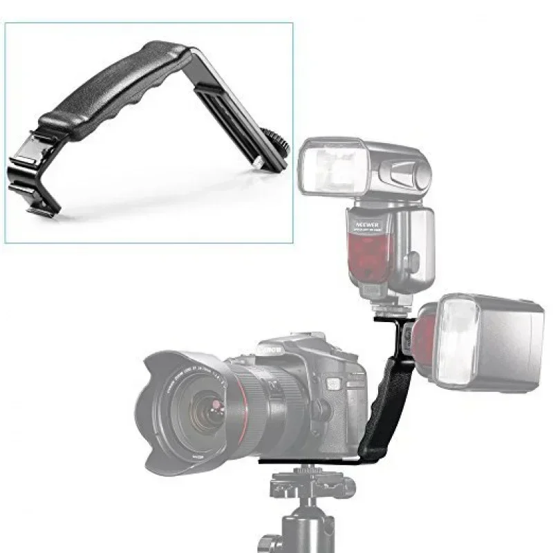 Dual Hot shoe Mount L-shaped Bracket Dual Side Cold Shoe Mounts For Video Light Flash DSLR Camera for Canon Nikon Sony