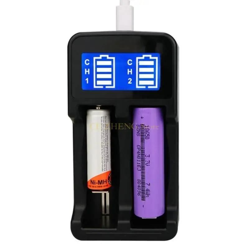 E56B 18650 26650 NIMH/NICD 충전식 배터리 용 배터리 충전기 듀얼 슬롯 LCD