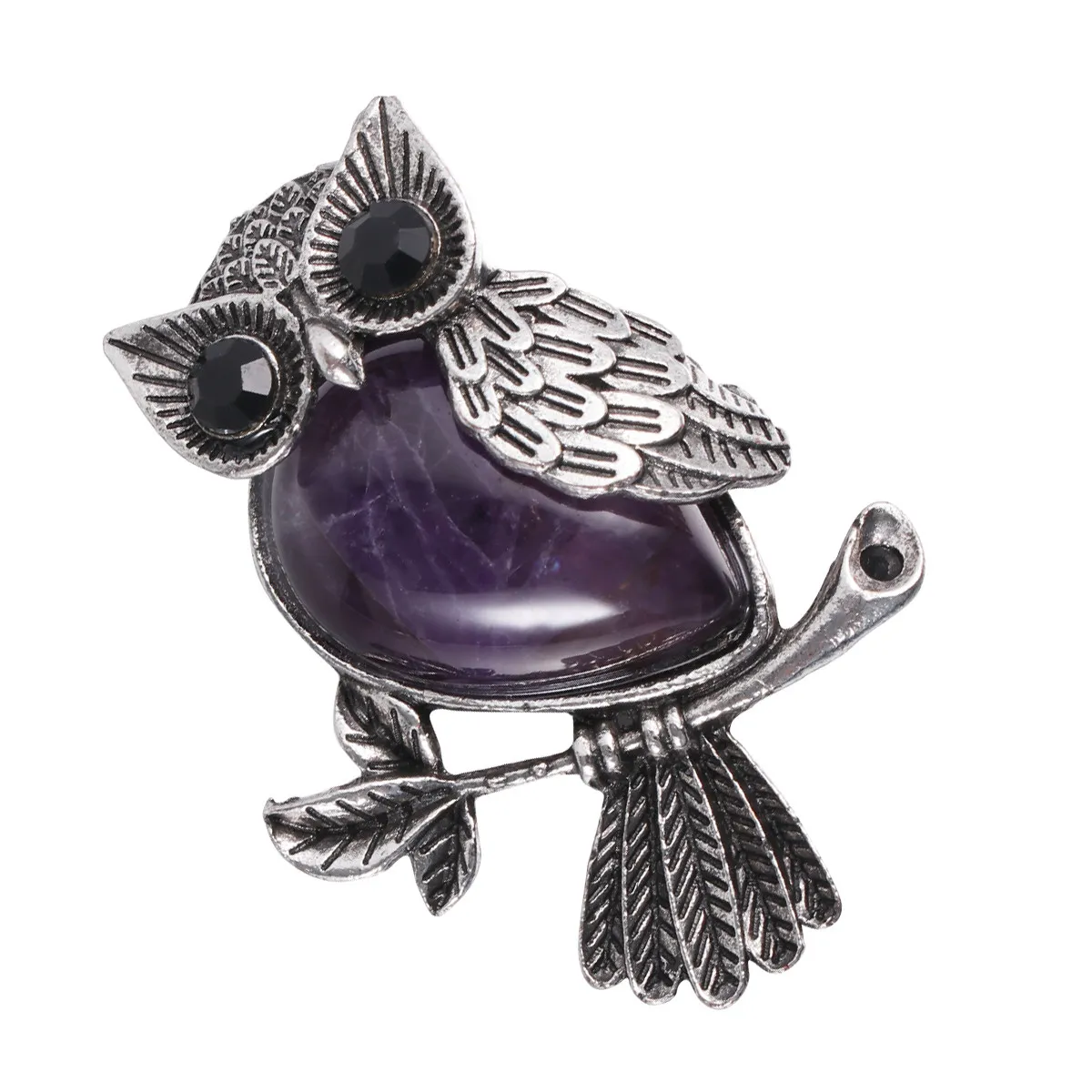 1Pcs Crystal Brooch Pin Creative Owl Shape Fashion Brooch Elegant Breastpin Scarf Buckle Clip for Wedding Party Purple Coat Pin