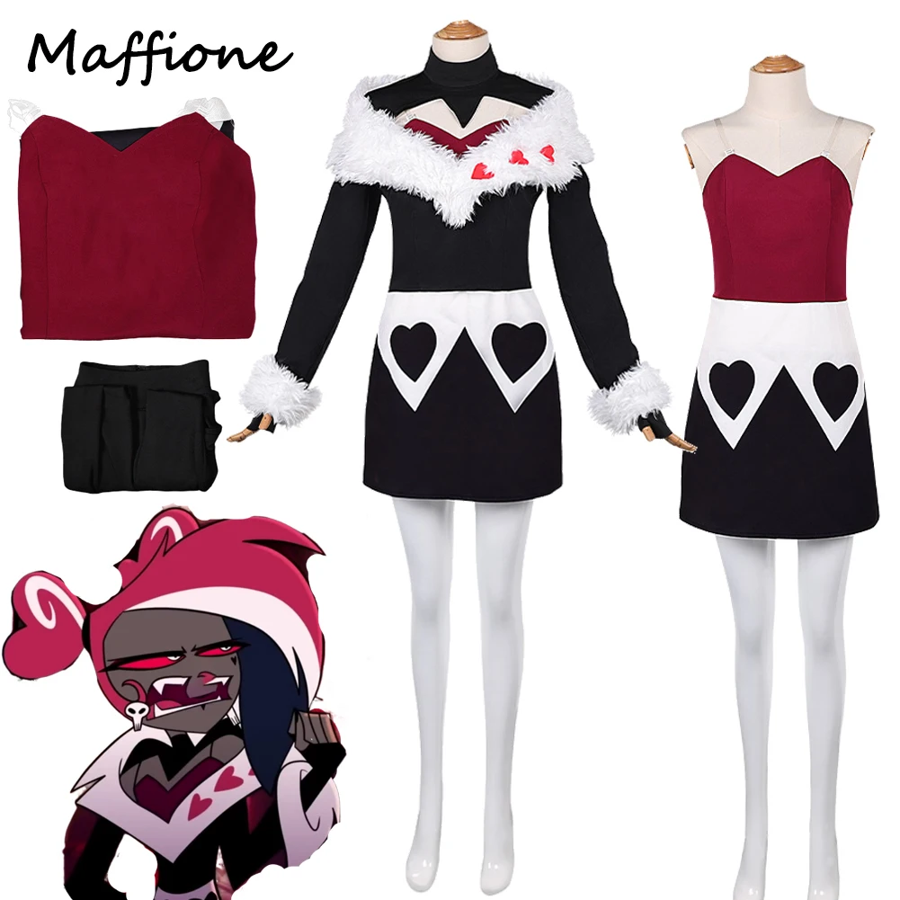 تلفزيون الجحيم نزل 2 المخملية تأثيري النساء فانتازيا الملابس زي الإناث تمويه لعب الأدوار فانتازيا الملابس هالوين الدعاوى الحفلات