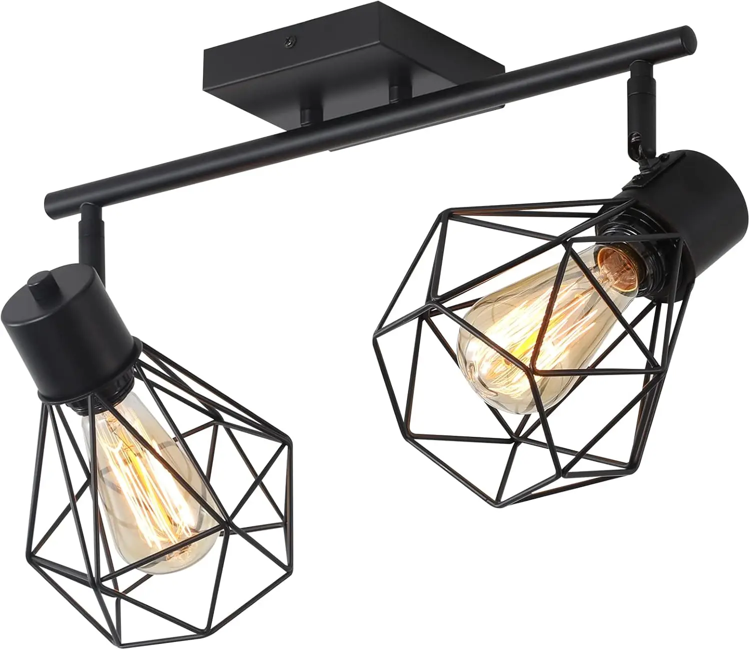 

2-Light Black Track Lighting Kit - Adjustable Flush Mount Spotlight for Kitchen, Living Room & Hallway
