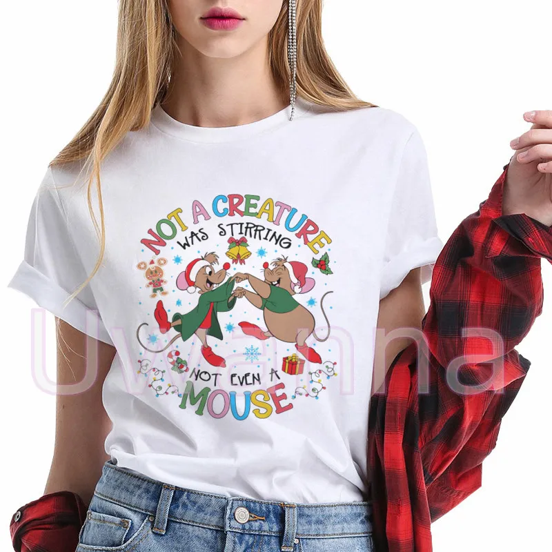 Christmas Cinderella Gus T-Shirts Women Harajuku O-neck Tshirt Summer Short Sleeve Tops Tees Cartoon Graphics Unisex Shirts