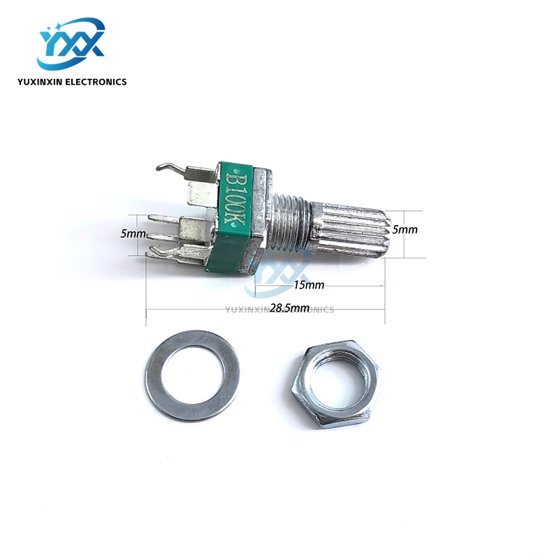 2PCS R097 RK097 전위차계 수직 단일 링크 브래킷 15mm 기어 없음, 3핀 A100K A10K A50K/B10K 2K 5K 50K 100K 250K 500K 1M