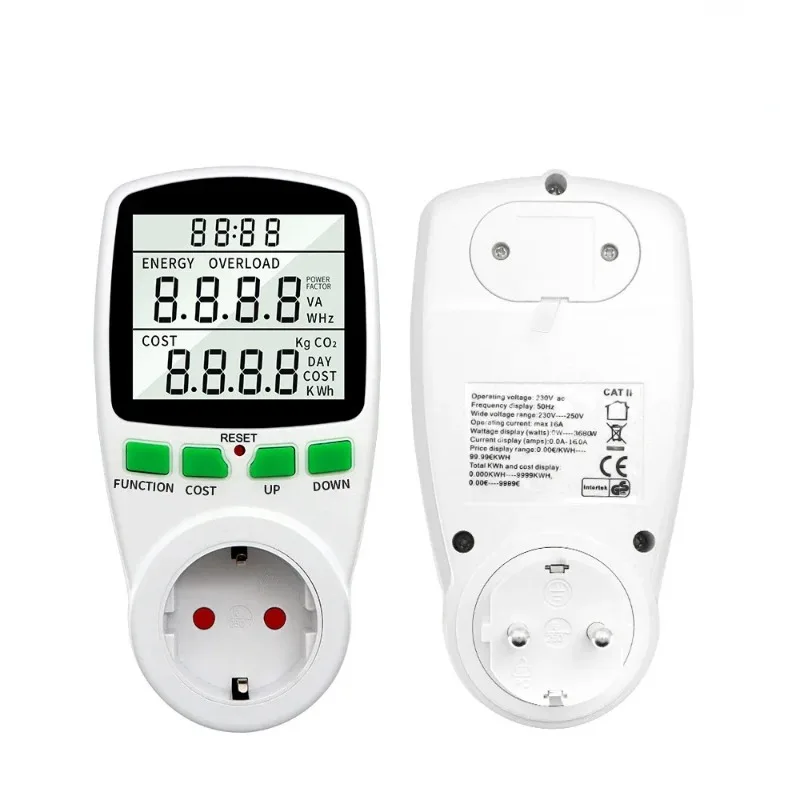 50HZ Electricity Power Meter Wattmeter LCD Energy Meter Socket Electric Tester Measuring Outlet Power Analyzer FR UK AU BR