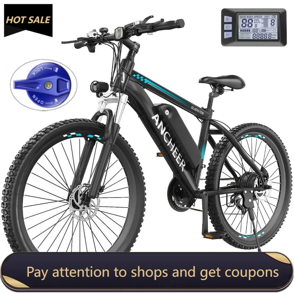 Electric Bike for Adults with 500W Motor[Peak 750W], 48V 499Wh Ebike, 3H Fast Charge, 26'' Gladiator Electric Mountain Bike