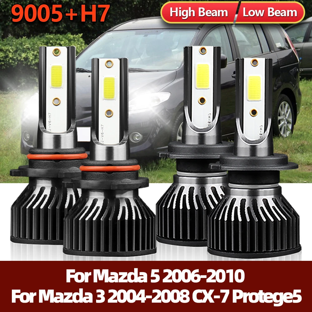 

LSlight 4x LED Headlights 18000LM High Low Beam 6000K Bulbs For Mazda 5 2006-2010 For Mazda 3 2004-2008 CX-7 2007-2012 Protege5