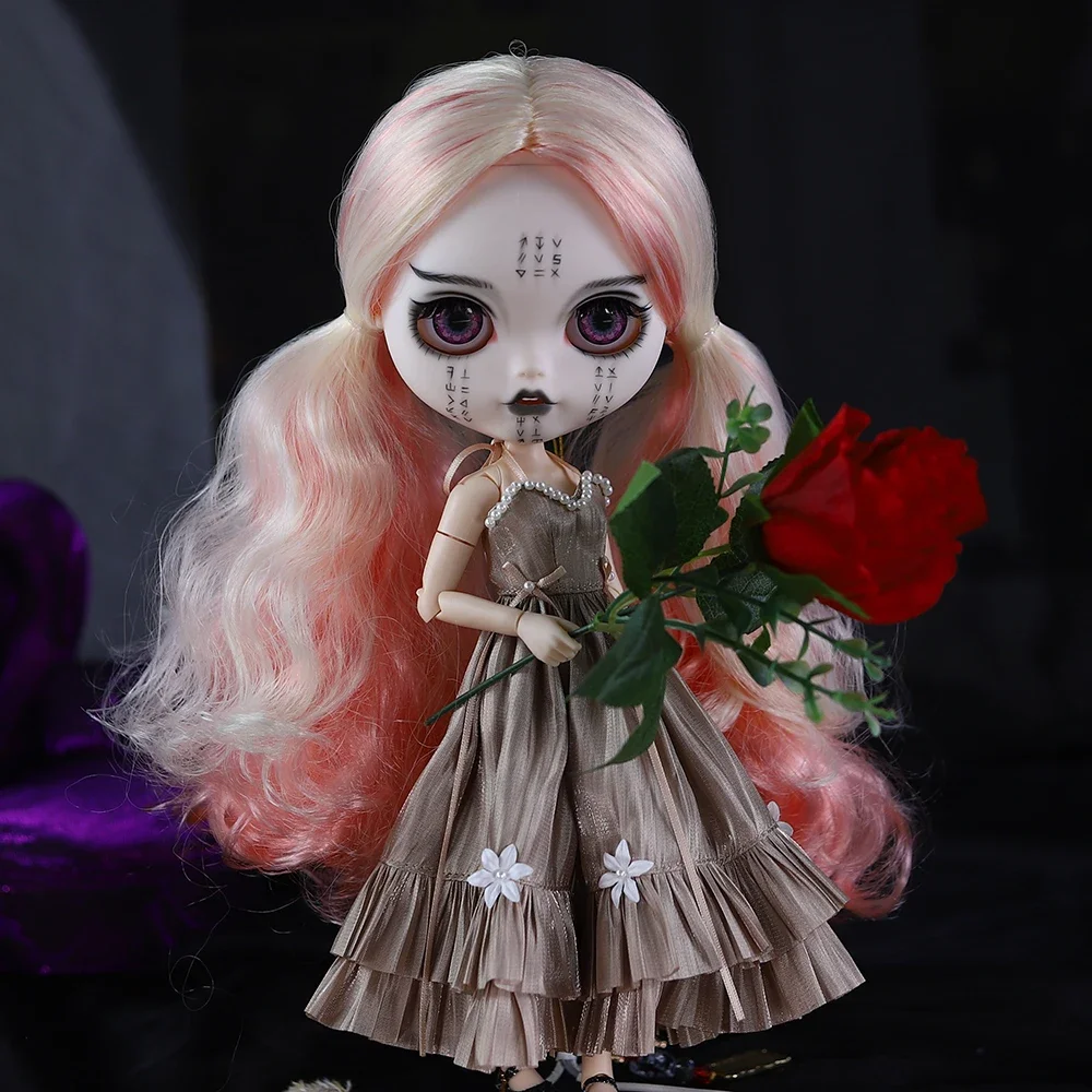 ICY DBS Blyth Priest series doll The hand makeup Full set Blythe Doll Matte Face customized makeup with eyebrow carved lips fac