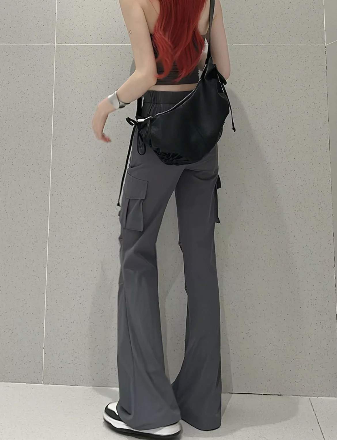 

Брюки Bootcut, винтажные женские брюки с разрезом и разделенным пробором, сломанные, треснутые, фрактурированные, брызги, разбрызгиваемые, фрагментированные, трещины, Ins